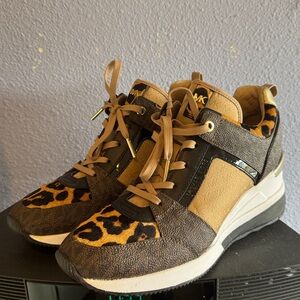 Michael Kors Brown and Tan Animal Print Sneakers